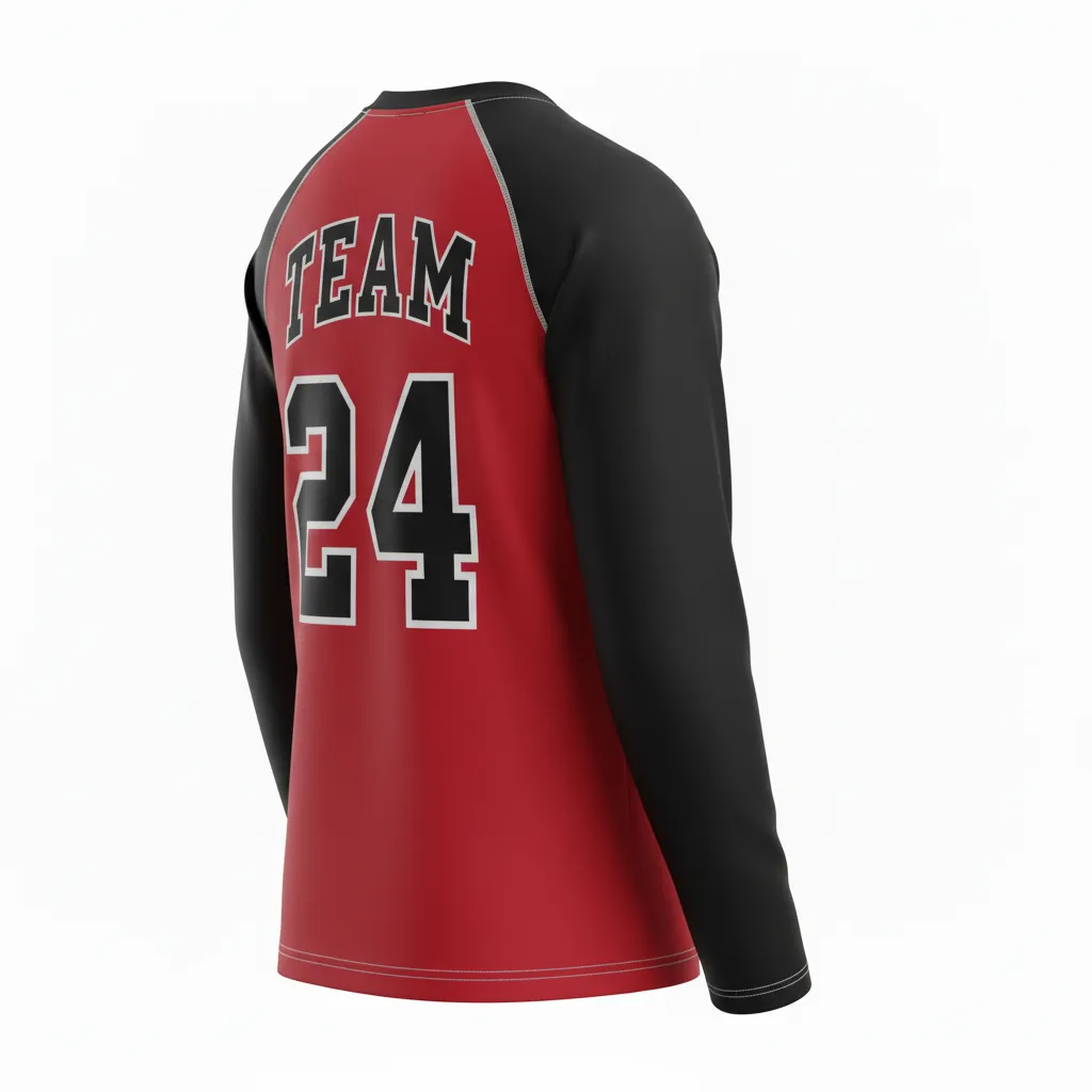 Custom Ice Hockey Long Sleeve T Shirt - Black, White - Longtee Cardinal - Back View - Kinexa Sportswear