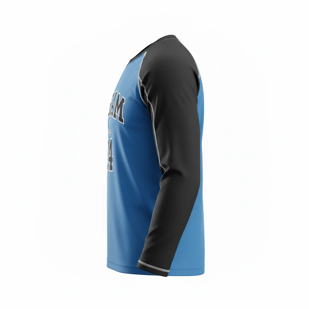 Custom Ice Hockey Long Sleeve T Shirt - Black, White - Longtee Columbia - Side View - Kinexa Sportswear