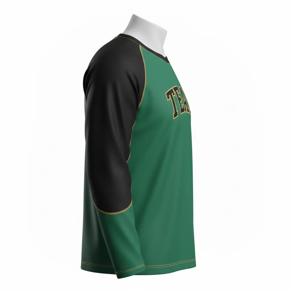 Custom Ice Hockey Long Sleeve T Shirt - Black, Gold - Longtee Forest - Side View - Kinexa Sportswear