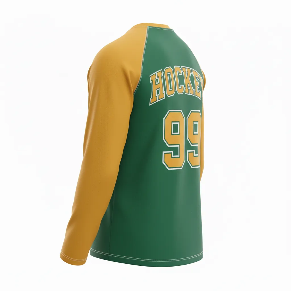 Custom Ice Hockey Long Sleeve T Shirt - Gold, White - Longtee Forest - Back View - Kinexa Sportswear