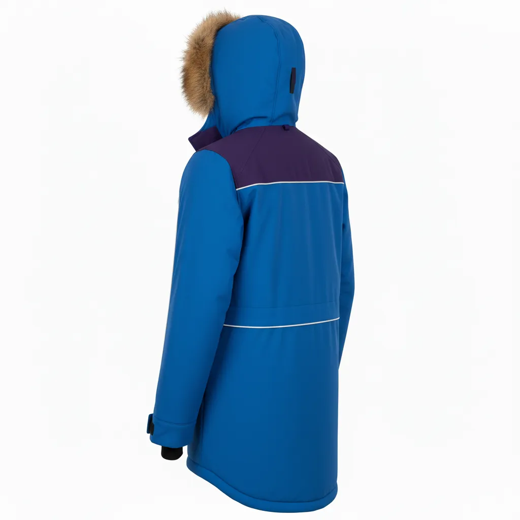 Custom Ice Hockey Parka Winter Jacket - Navy, White - Columbia - Back View - Kinexa Sportswear