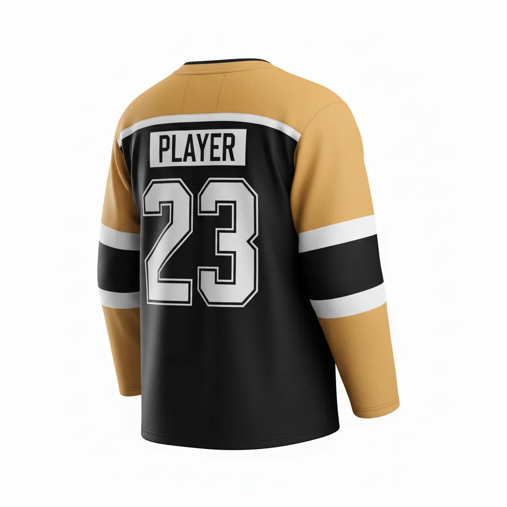 Custom Ice Hockey Practice Jersey - Black, Gold - Back View - Kinexa Sportswear