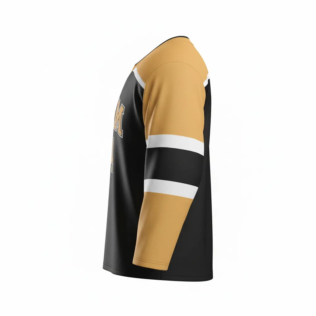 Custom Ice Hockey Practice Jersey - Black, Gold - Side View - Kinexa Sportswear