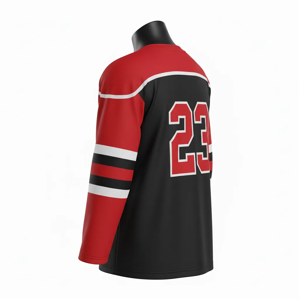 Custom Ice Hockey Practice Jersey - Black, Red - Back View - Kinexa Sportswear