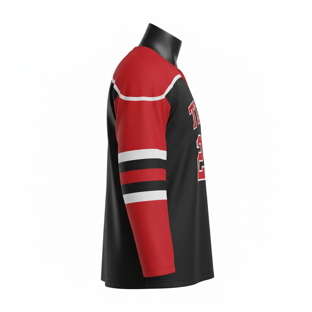 Custom Ice Hockey Practice Jersey - Black, Red - Side View - Kinexa Sportswear
