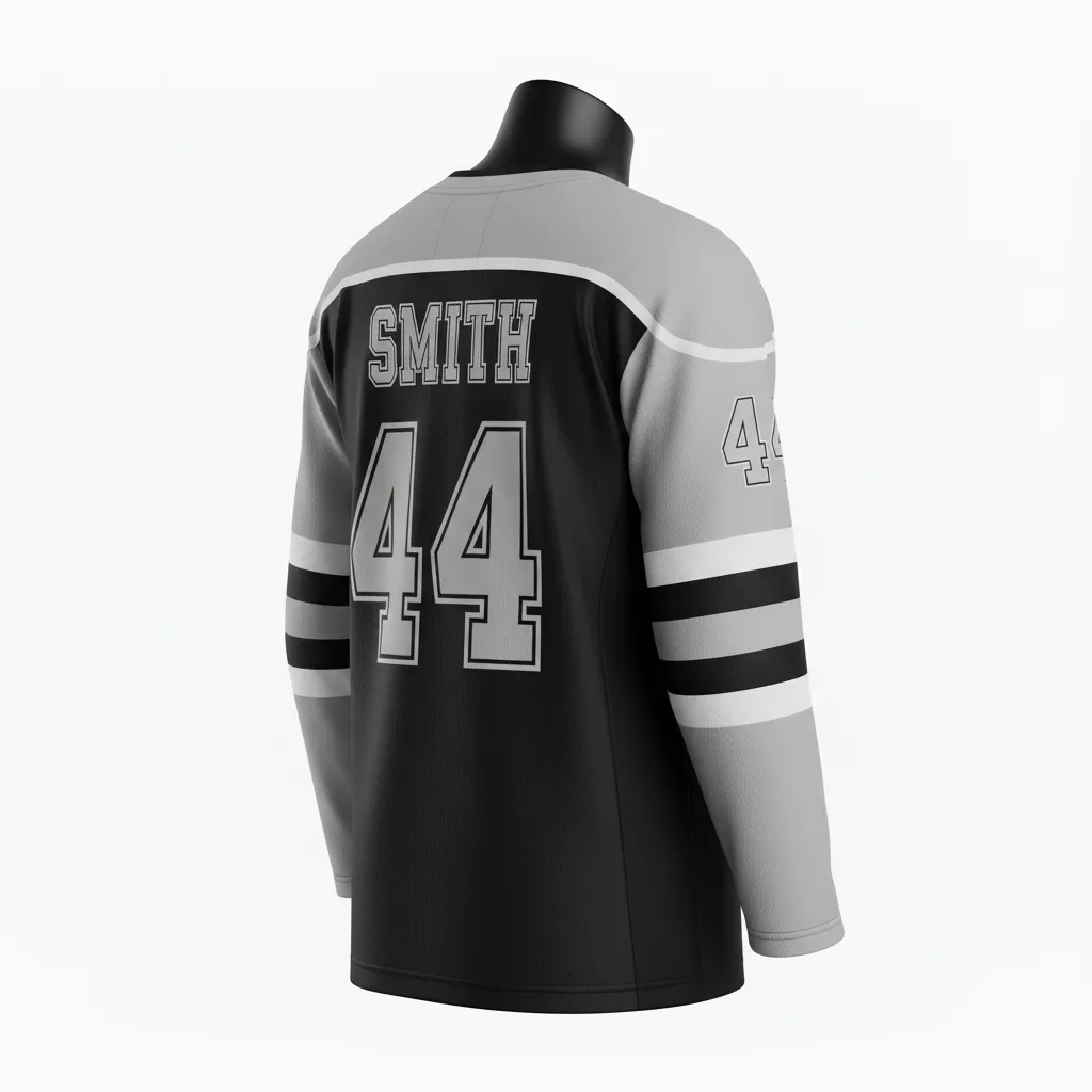 Custom Ice Hockey Practice Jersey - Black, Silver - Back View - Kinexa Sportswear
