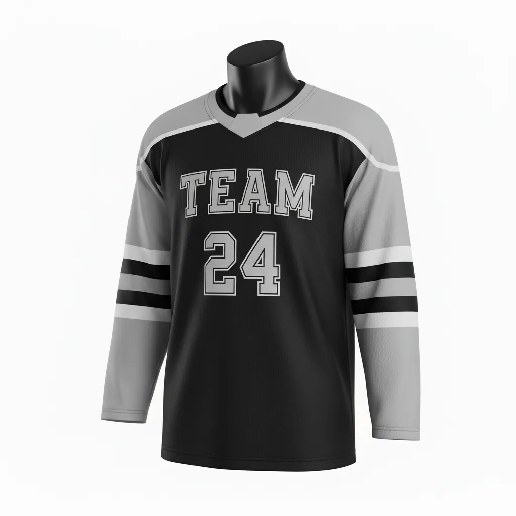 Custom Ice Hockey Practice Jersey - Black, Silver - Front View - Kinexa Sportswear
