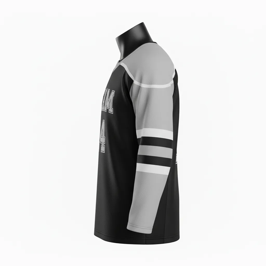 Custom Ice Hockey Practice Jersey - Black, Silver - Side View - Kinexa Sportswear