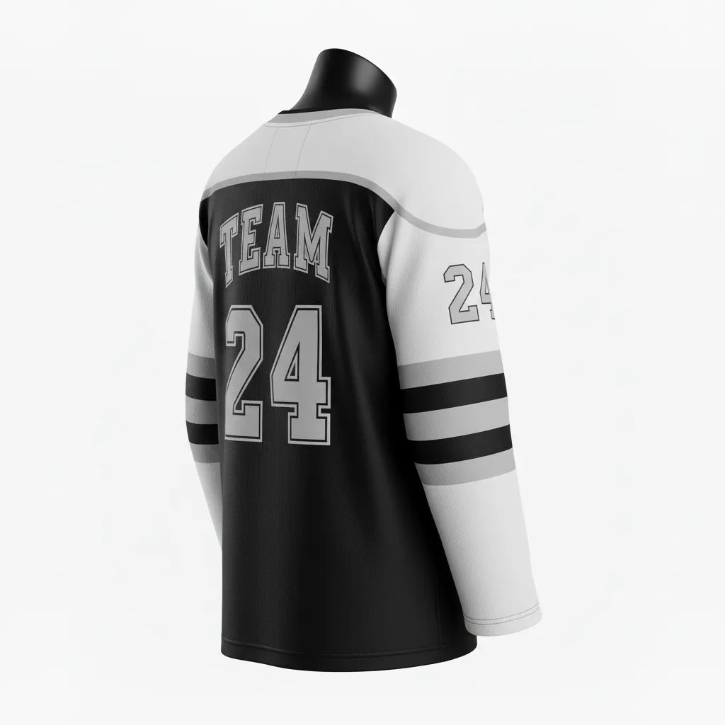 Custom Ice Hockey Practice Jersey - Black, White - Back View - Kinexa Sportswear