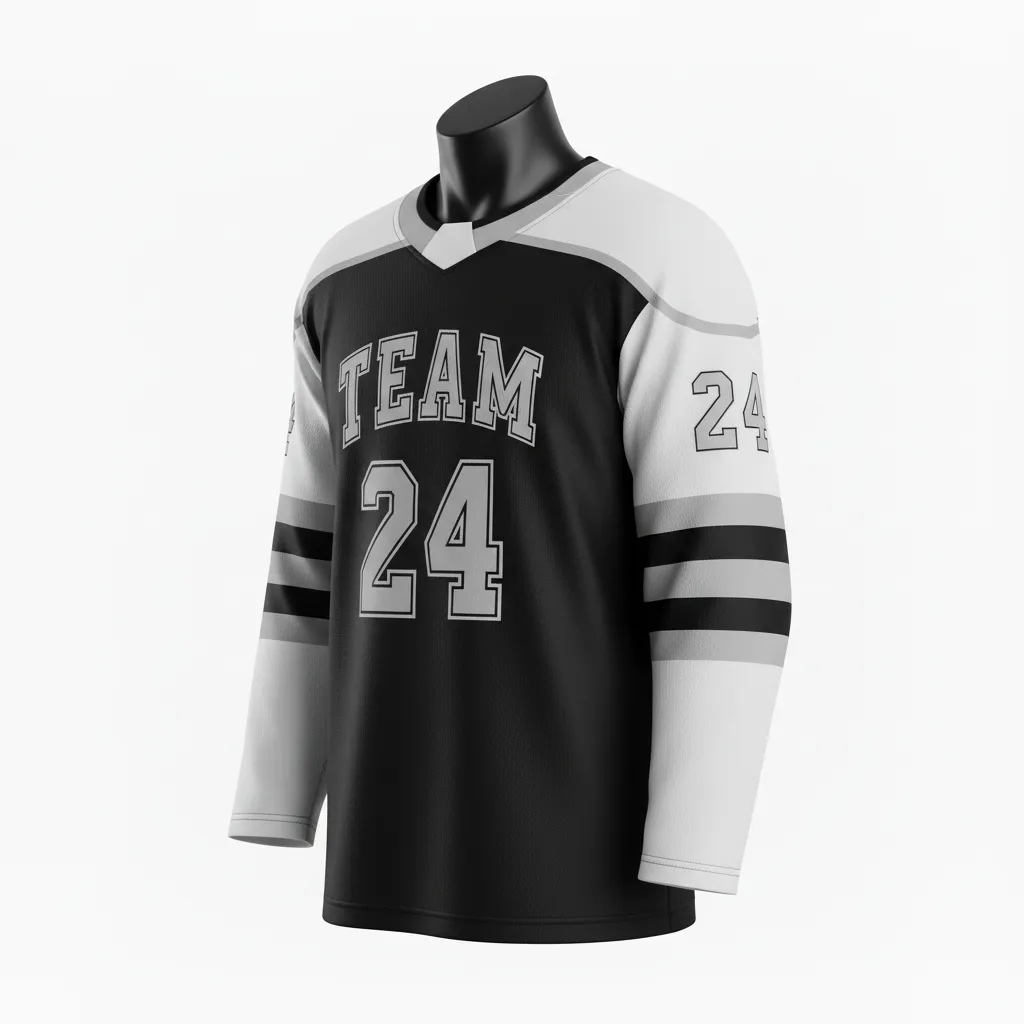 Custom Ice Hockey Practice Jersey - Black, White - Front View - Kinexa Sportswear