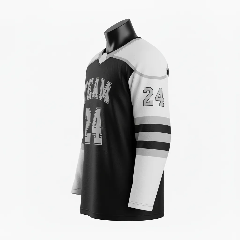 Custom Ice Hockey Practice Jersey - Black, White - Side View - Kinexa Sportswear