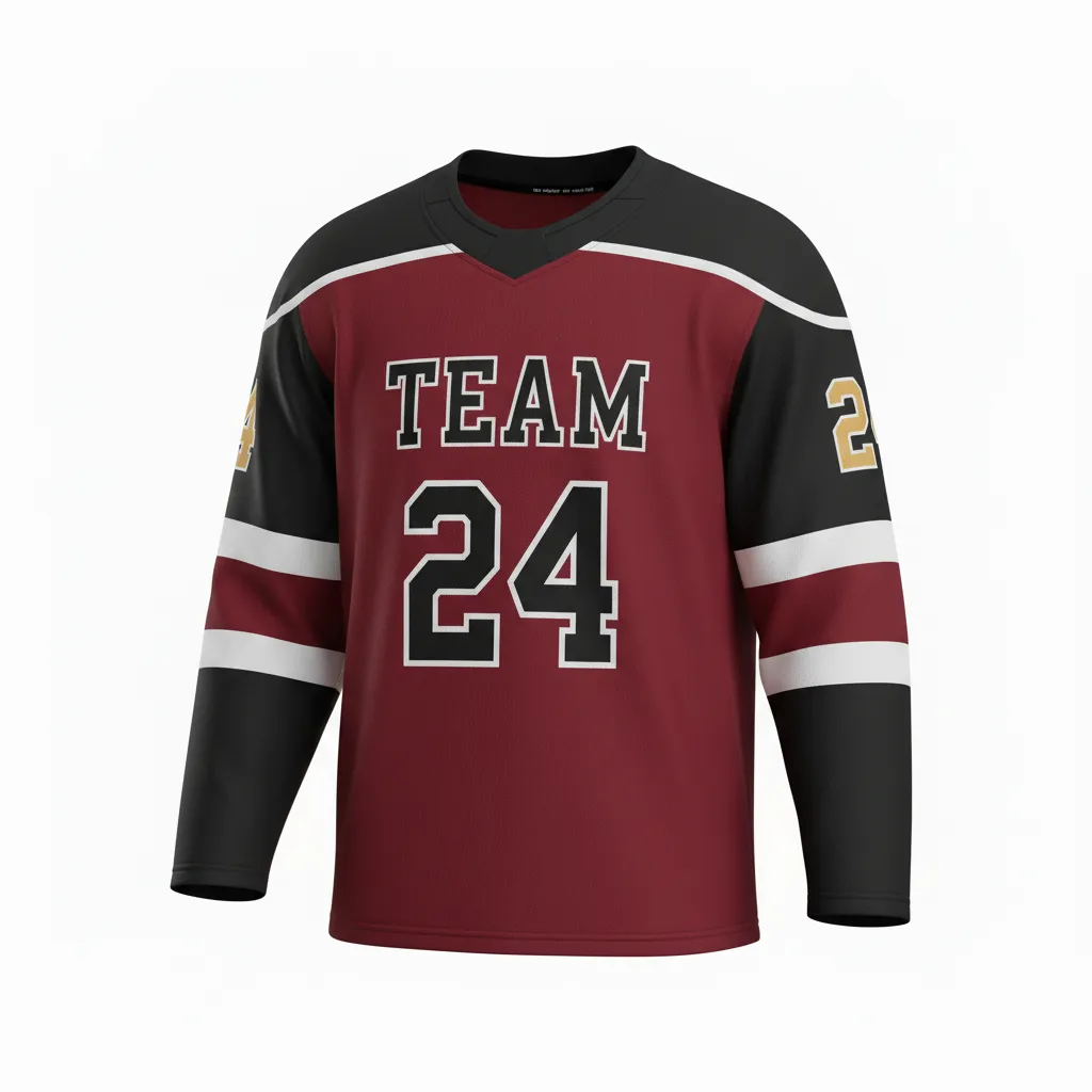 Custom Ice Hockey Practice Jersey - Black - Cardinal - Front View - Kinexa Sportswear