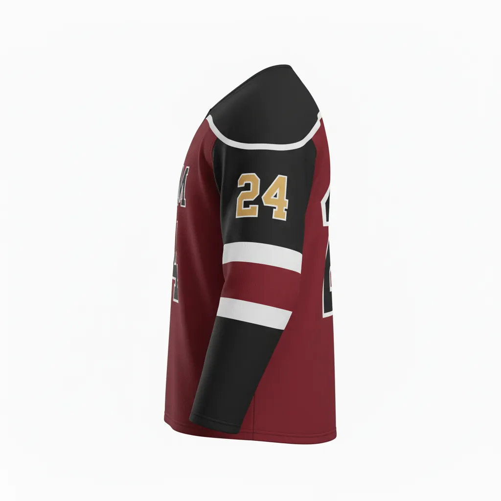 Custom Ice Hockey Practice Jersey - Black - Cardinal - Side View - Kinexa Sportswear