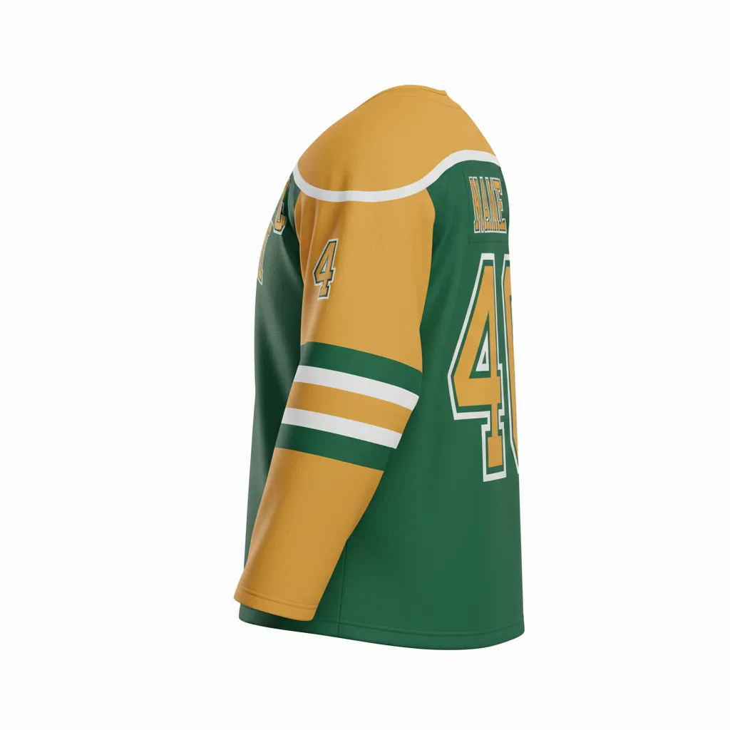 Custom Ice Hockey Practice Jersey - Gold - Forest - Back View - Kinexa Sportswear