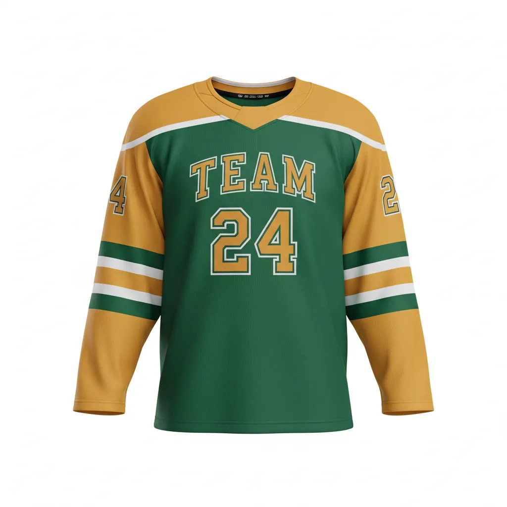 Custom Ice Hockey Practice Jersey - Gold - Forest - Front View - Kinexa Sportswear