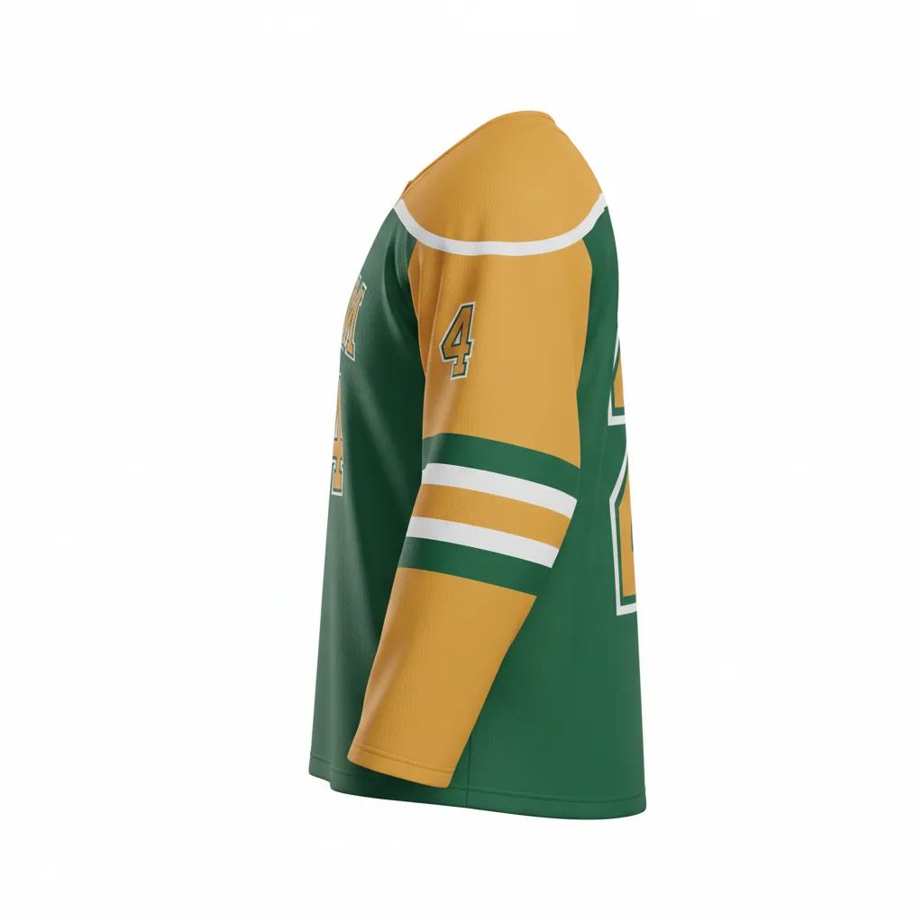 Custom Ice Hockey Practice Jersey - Gold - Forest - Side View - Kinexa Sportswear