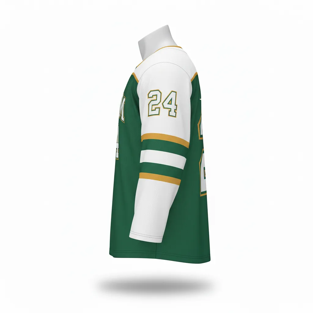 Custom Ice Hockey Practice Jersey - White - Forest - Side View - Kinexa Sportswear