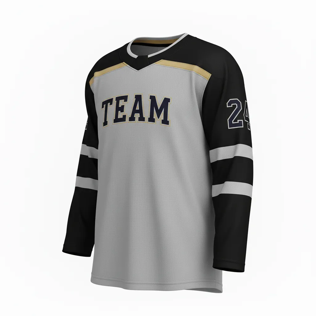 Custom Ice Hockey Practice Jersey - Grey, Black - Front View - Kinexa Sportswear
