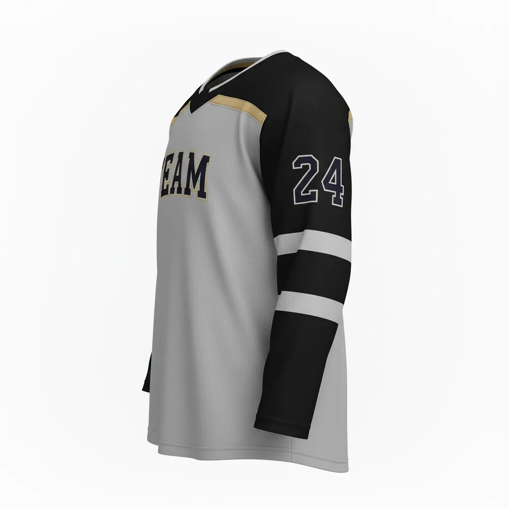 Custom Ice Hockey Practice Jersey - Grey, Black - Side View - Kinexa Sportswear