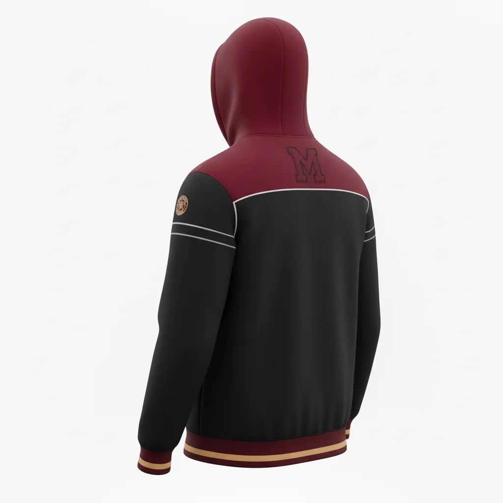 Custom Ice Hockey Pullover Hoodie - Black, Red, White - Back View - Kinexa Sportswear