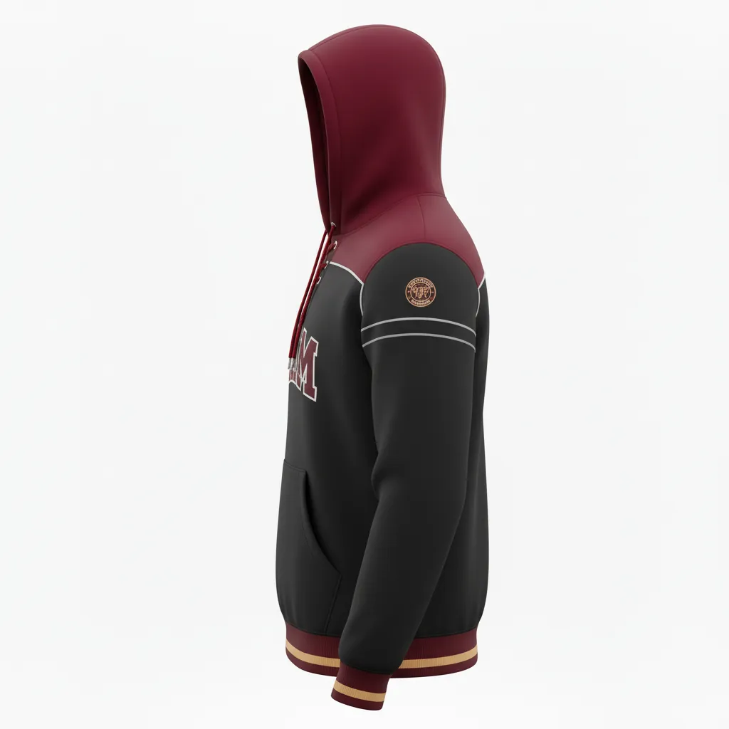 Custom Ice Hockey Pullover Hoodie - Black, Red, White - Side View - Kinexa Sportswear