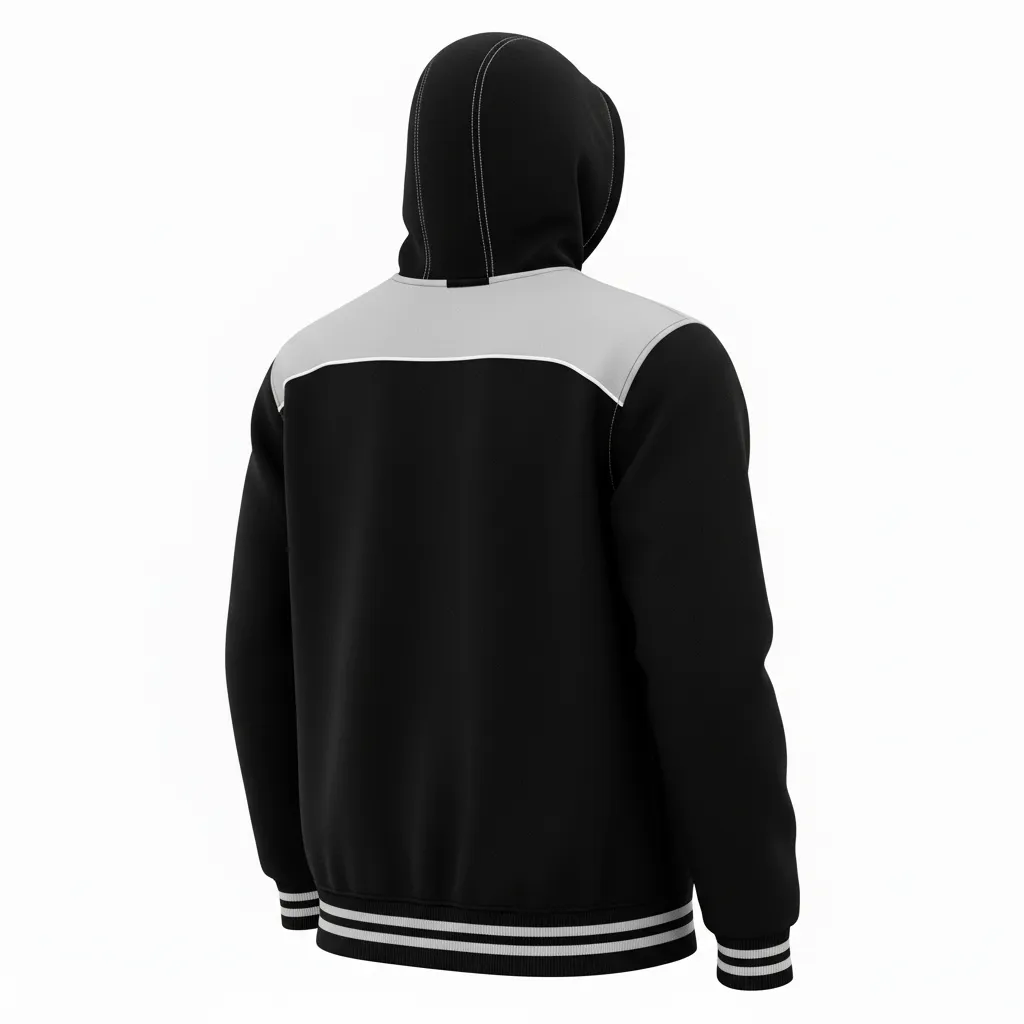 Custom Ice Hockey Pullover Hoodie - Black, Silver, White - Back View - Kinexa Sportswear