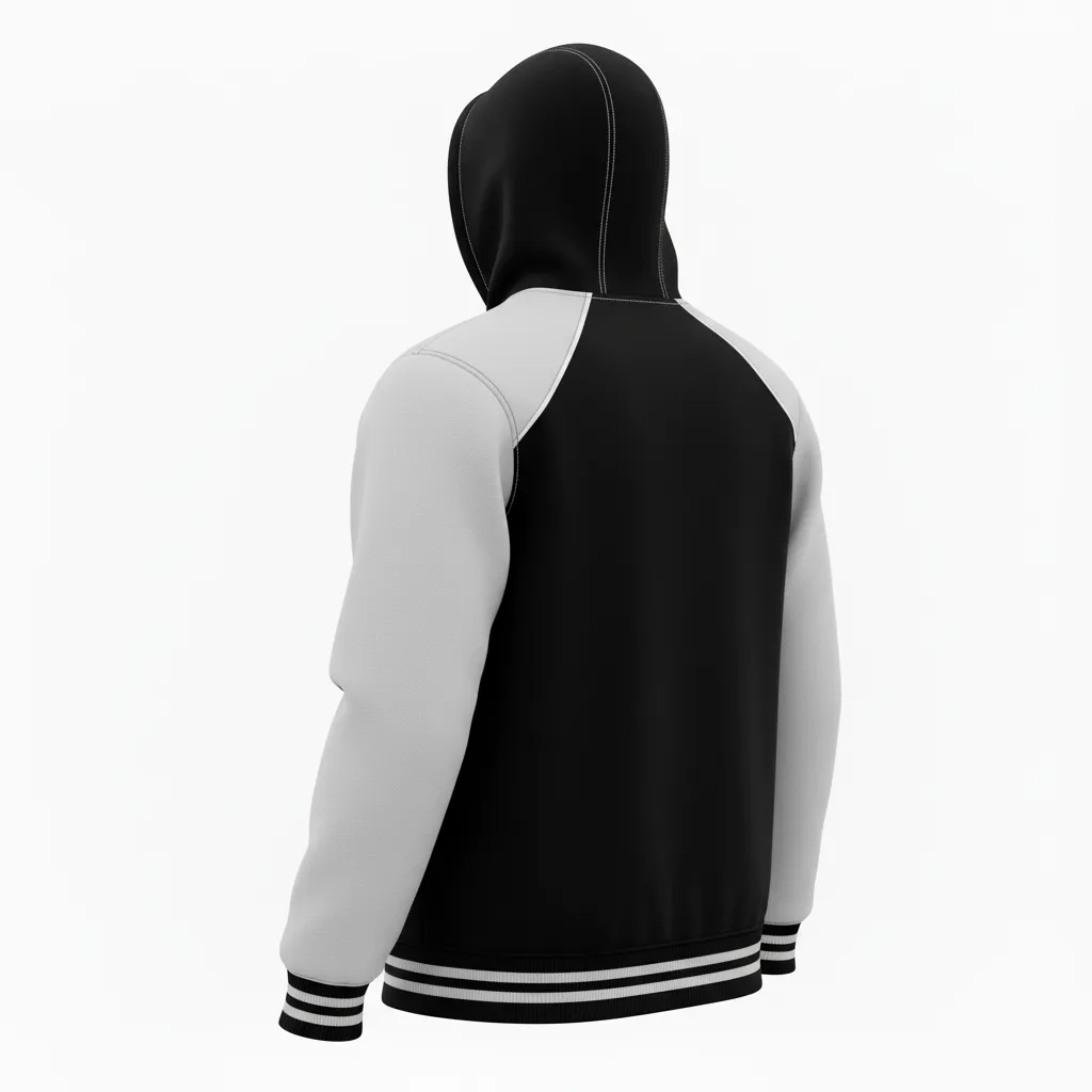 Custom Ice Hockey Pullover Hoodie - Black, White, Grey - Back View - Kinexa Sportswear