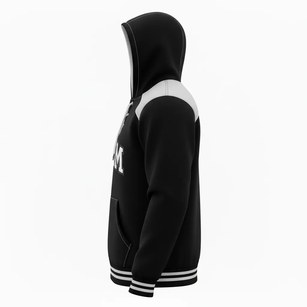 Custom Ice Hockey Pullover Hoodie - Black, White, Grey - Side View - Kinexa Sportswear