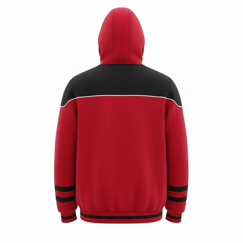 Custom Ice Hockey Pullover Hoodie - Black, White - Cardinal - Back View - Kinexa Sportswear