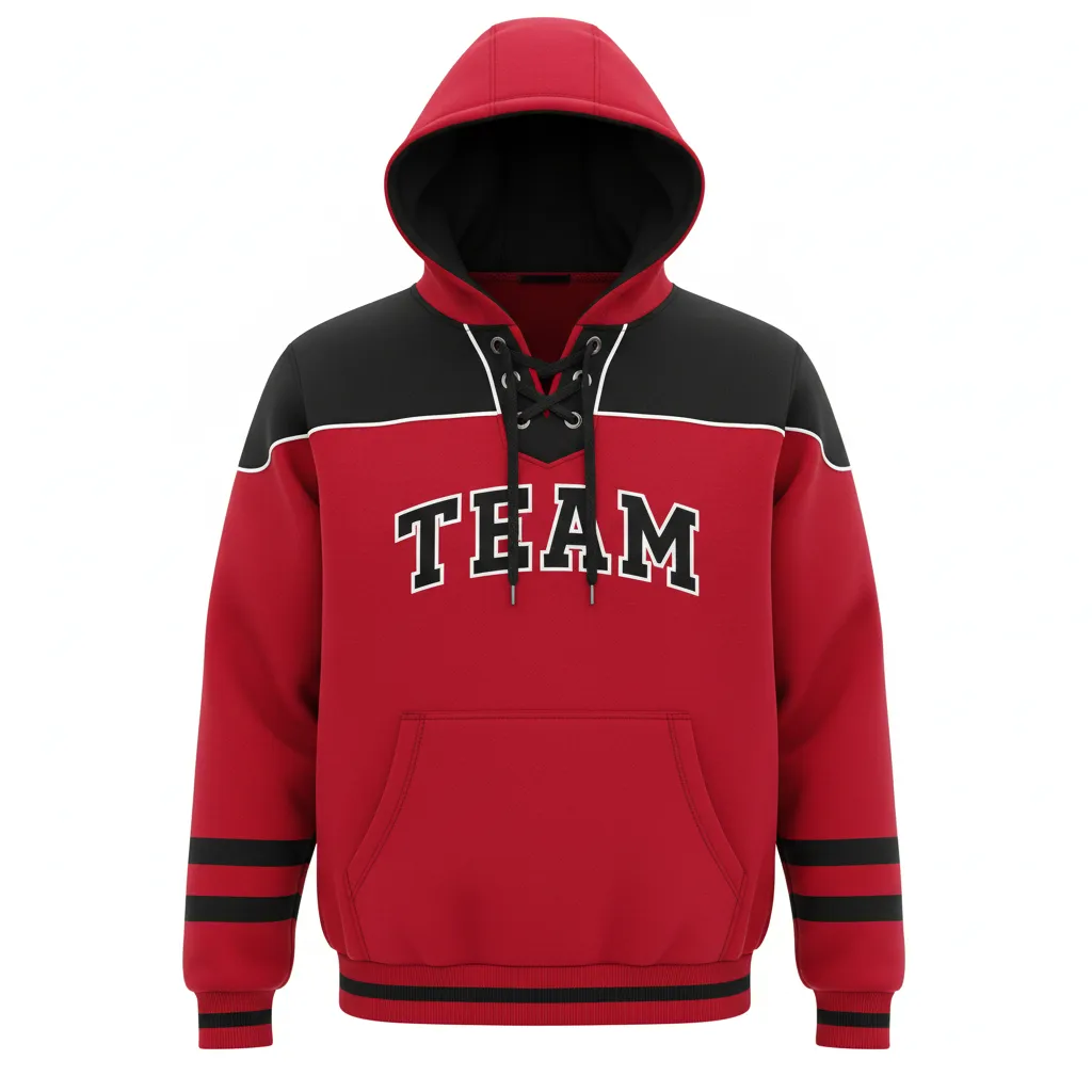 Custom Ice Hockey Pullover Hoodie - Black, White - Cardinal - Front View - Kinexa Sportswear