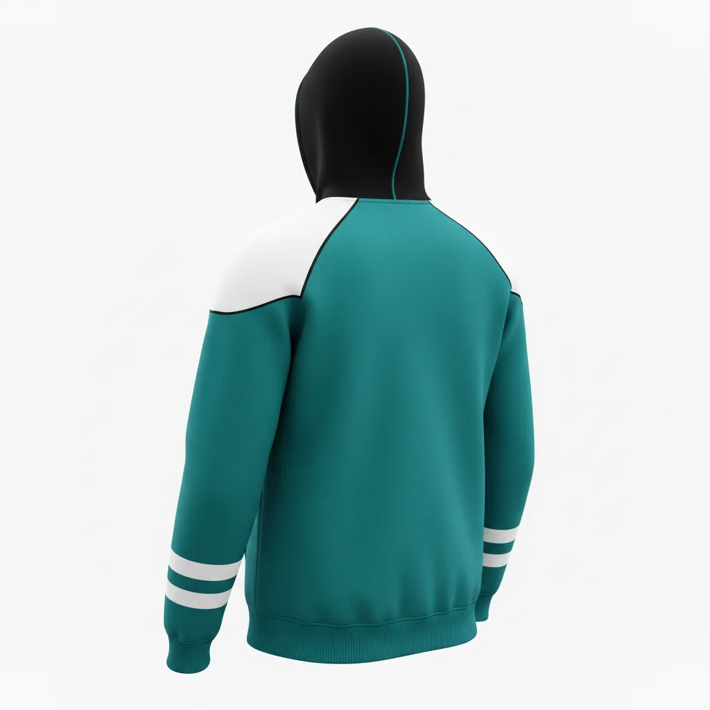 Custom Ice Hockey Pullover Hoodie - Black, White - Columbia - Back View - Kinexa Sportswear