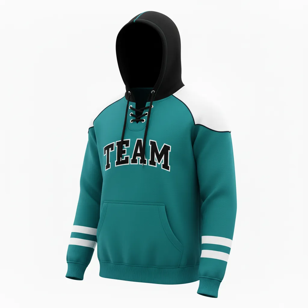 Custom Ice Hockey Pullover Hoodie - Black, White - Columbia - Front View - Kinexa Sportswear