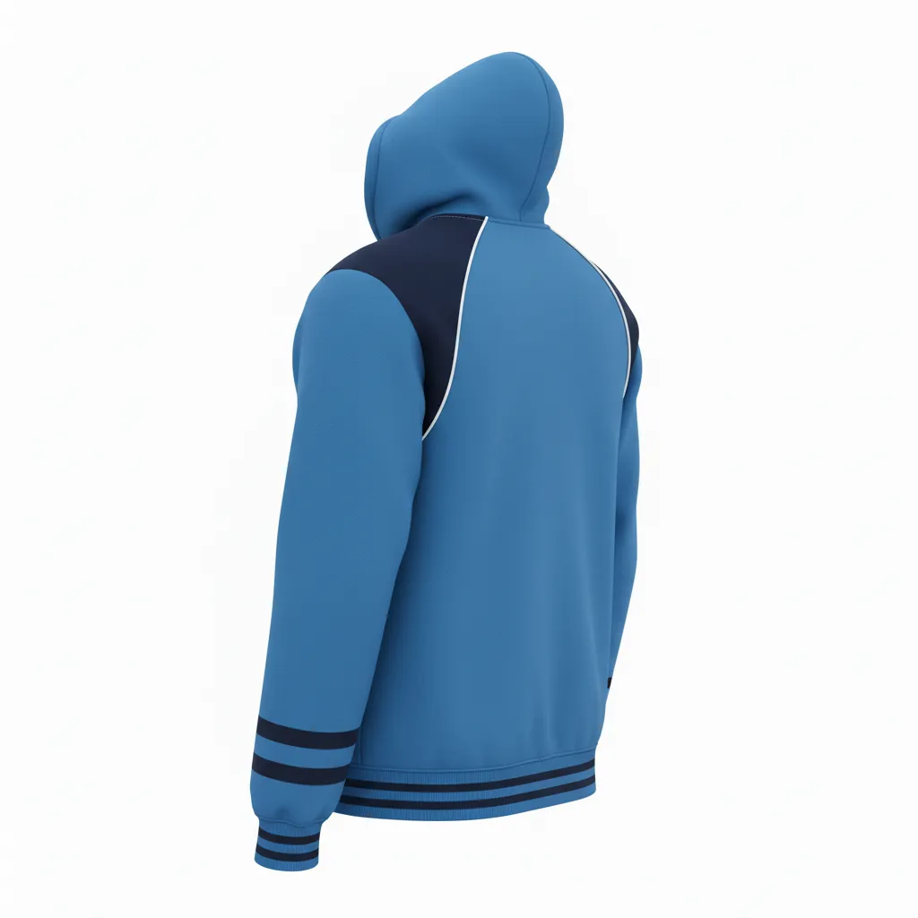 Custom Ice Hockey Pullover Hoodie - Navy, White - Columbia - Back View - Kinexa Sportswear