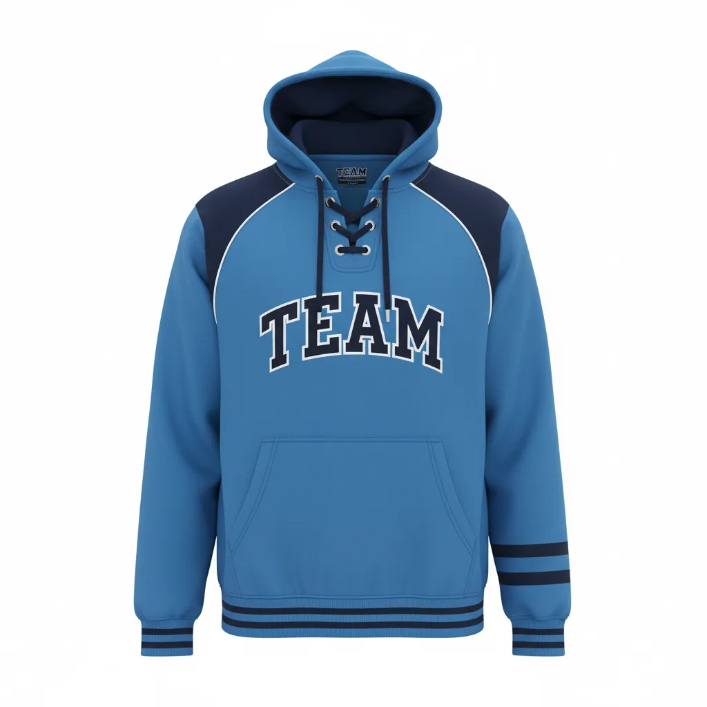 Custom Ice Hockey Pullover Hoodie - Navy, White - Columbia - Front View - Kinexa Sportswear