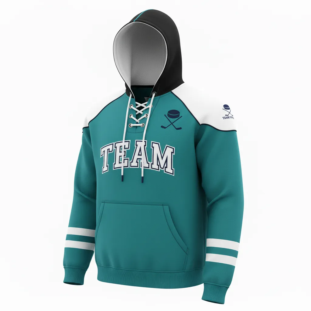 Custom Ice Hockey Pullover Hoodie - White, Navy - Columbia - Front View - Kinexa Sportswear