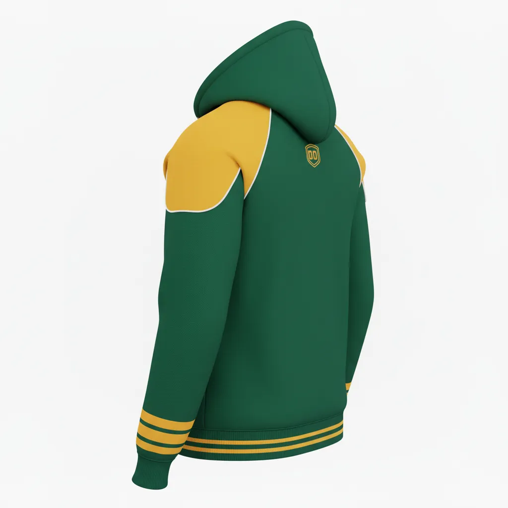 Custom Ice Hockey Pullover Hoodie - Gold, White - Forest - Back View - Kinexa Sportswear