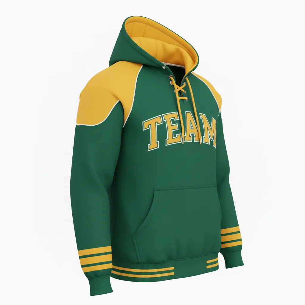 Custom Ice Hockey Pullover Hoodie - Gold, White - Forest - Front View - Kinexa Sportswear