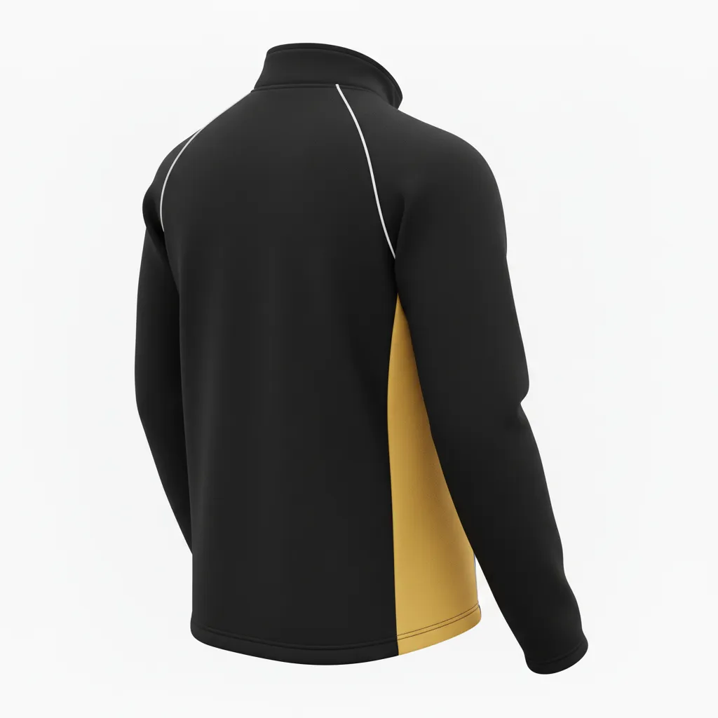 Custom Ice Hockey Quarter Zipper Pullover - Black, Gold, White - Quarterzip - Back View - Kinexa Sportswear