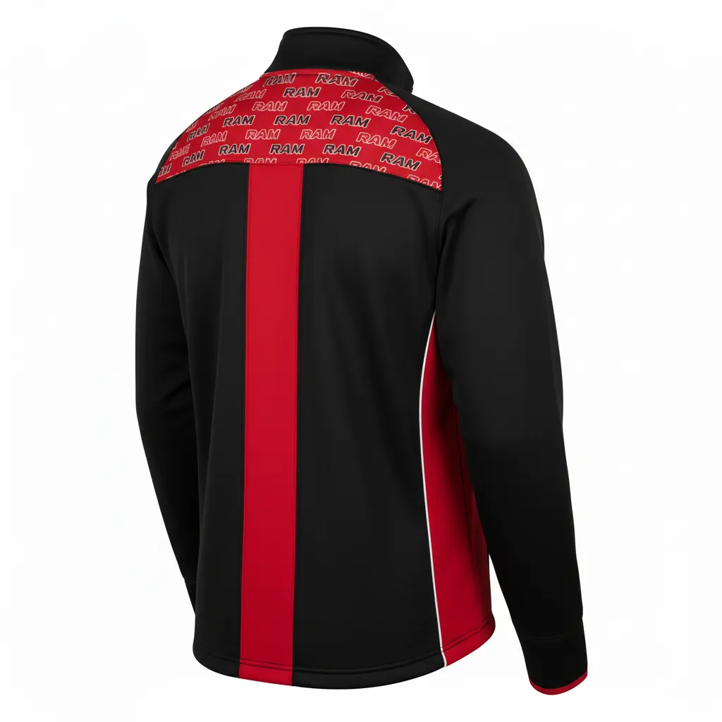Custom Ice Hockey Quarter Zipper Pullover - Black, Red, White - Quarterzip - Back View - Kinexa Sportswear