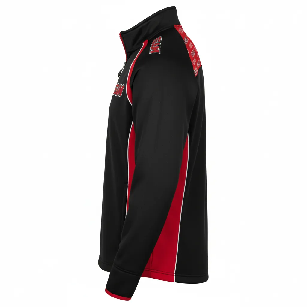 Custom Ice Hockey Quarter Zipper Pullover - Black, Red, White - Quarterzip - Side View - Kinexa Sportswear