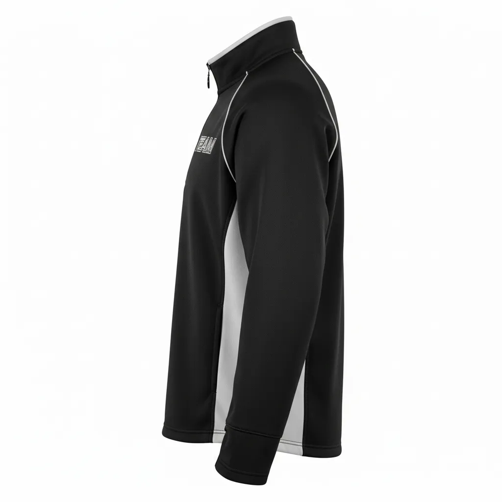 Custom Ice Hockey Quarter Zipper Pullover - Black, Silver, White - Quarterzip - Side View - Kinexa Sportswear