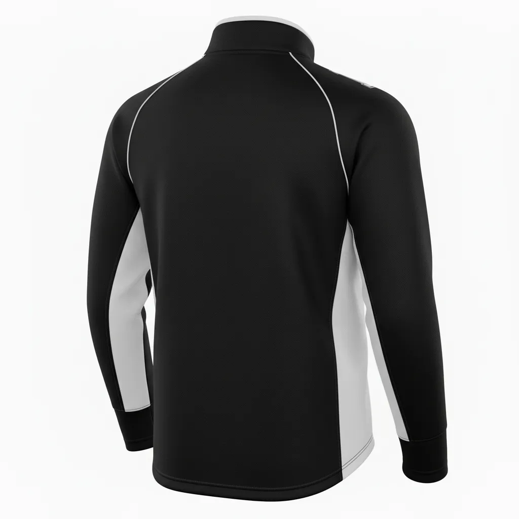 Custom Ice Hockey Quarter Zipper Pullover - Black, White, Grey - Quarterzip - Back View - Kinexa Sportswear