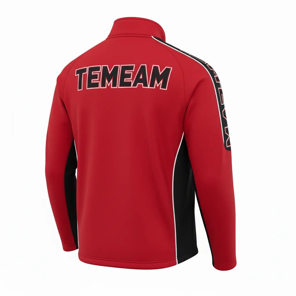 Custom Ice Hockey Quarter Zipper Pullover - Black, White - Quarterzip Cardinal - Back View - Kinexa Sportswear