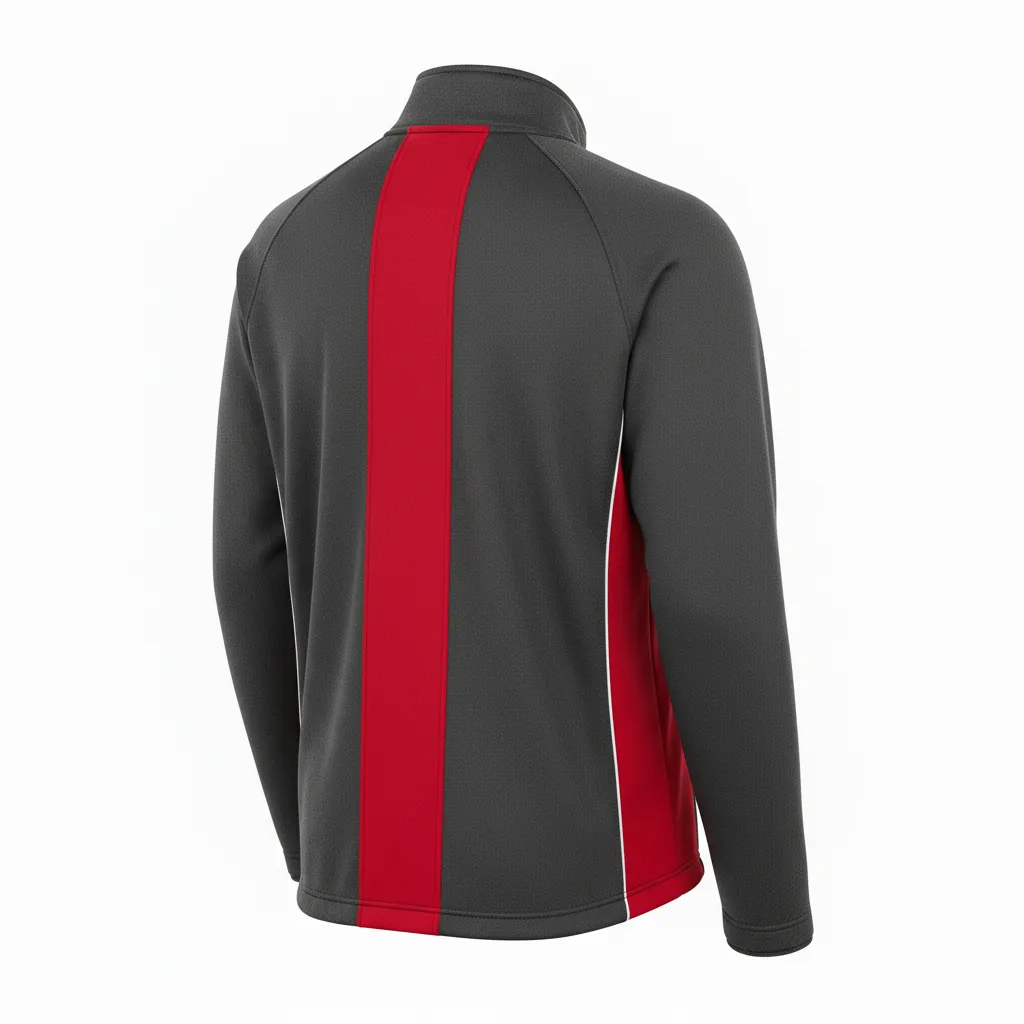 Custom Ice Hockey Quarter Zipper Pullover - Red, White - Quarterzip Charcoal - Back View - Kinexa Sportswear