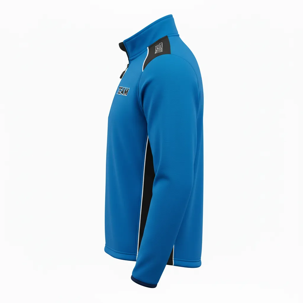 Custom Ice Hockey Quarter Zipper Pullover - Black, White - Quarterzip Columbia - Side View - Kinexa Sportswear