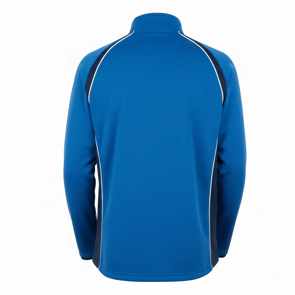 Custom Ice Hockey Quarter Zipper Pullover - Navy, White - Quarterzip Columbia - Back View - Kinexa Sportswear