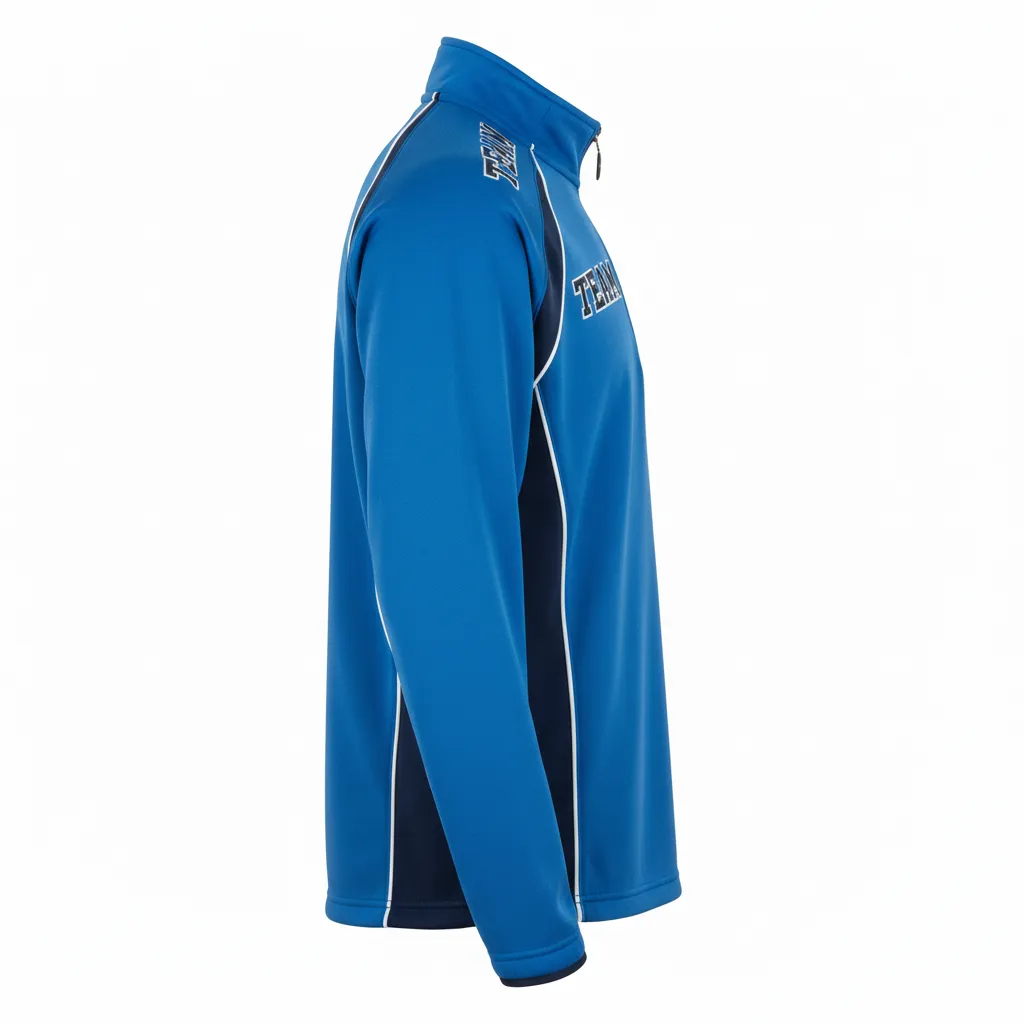 Custom Ice Hockey Quarter Zipper Pullover - Navy, White - Quarterzip Columbia - Side View - Kinexa Sportswear