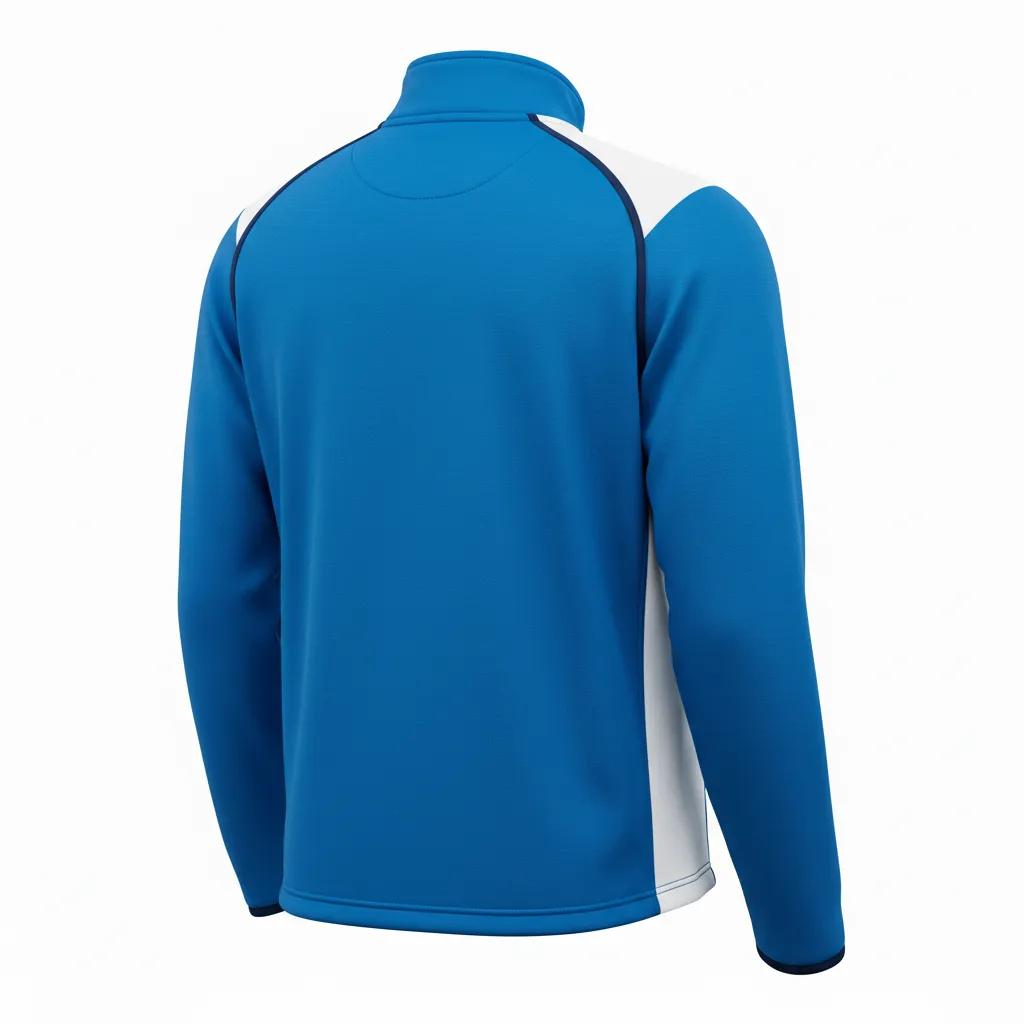Custom Ice Hockey Quarter Zipper Pullover - White, Navy - Quarterzip Columbia - Back View - Kinexa Sportswear