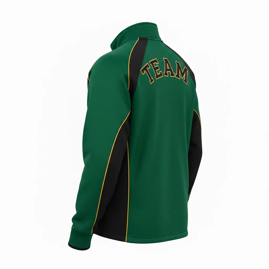 Custom Ice Hockey Quarter Zipper Pullover - Black, Gold - Quarterzip Forest - Back View - Kinexa Sportswear