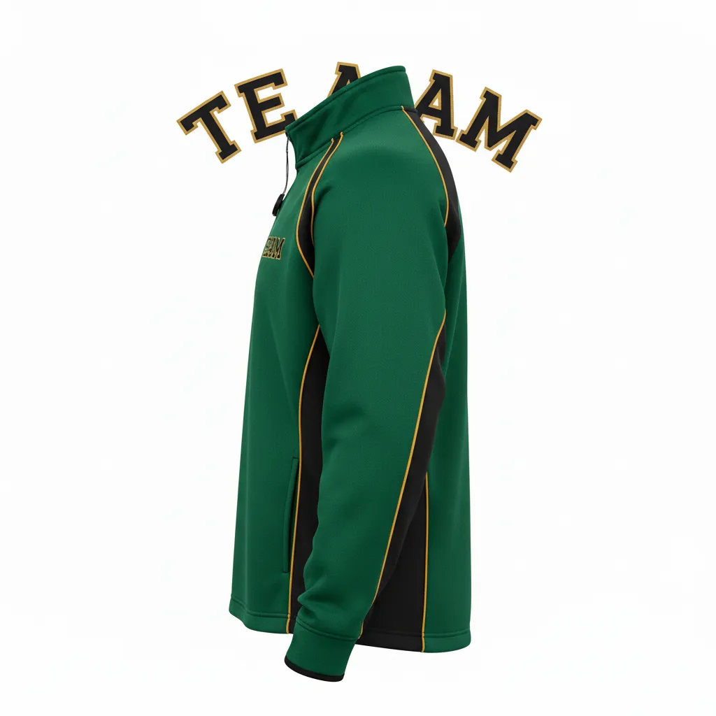 Custom Ice Hockey Quarter Zipper Pullover - Black, Gold - Quarterzip Forest - Side View - Kinexa Sportswear